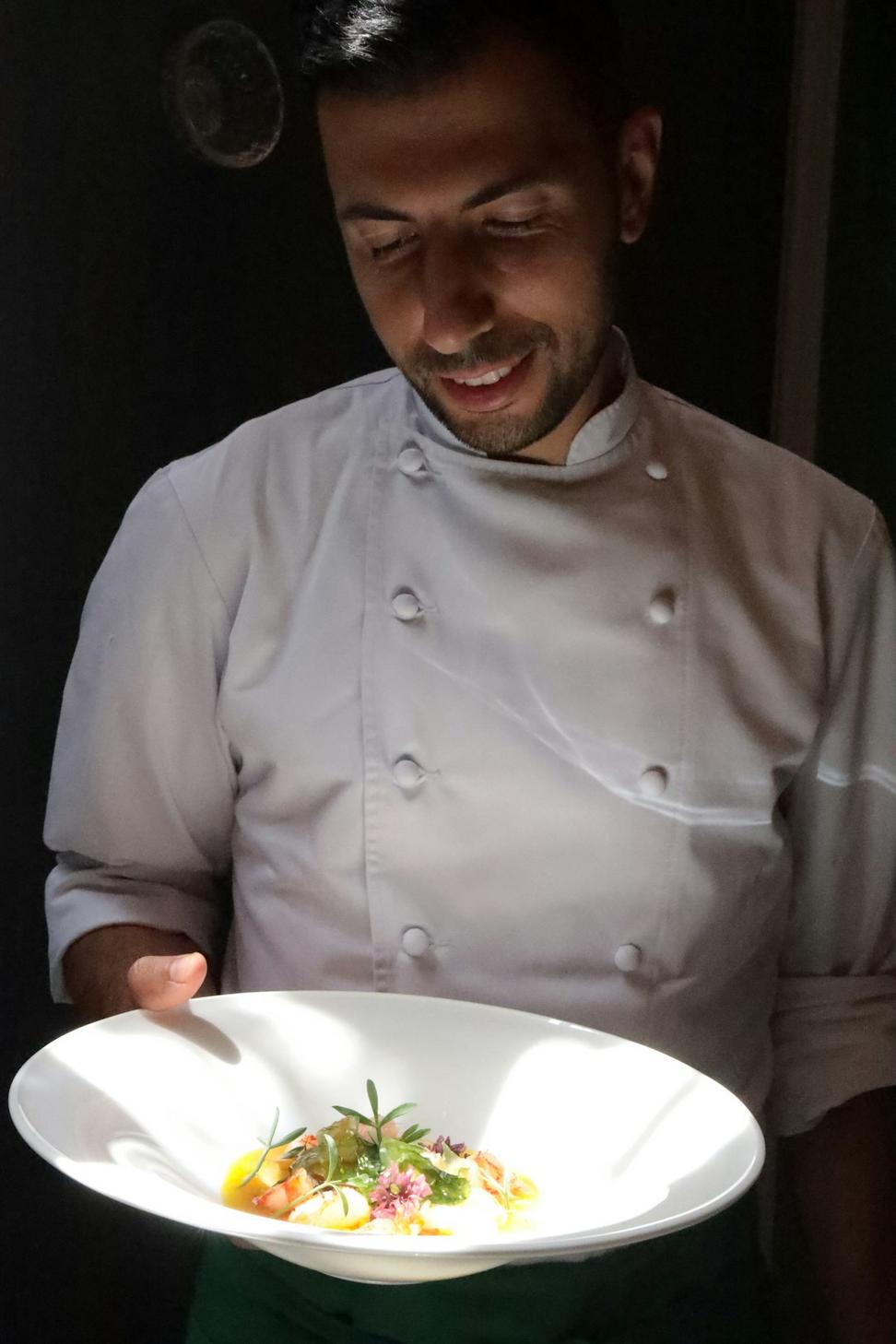 Chef preparing dish